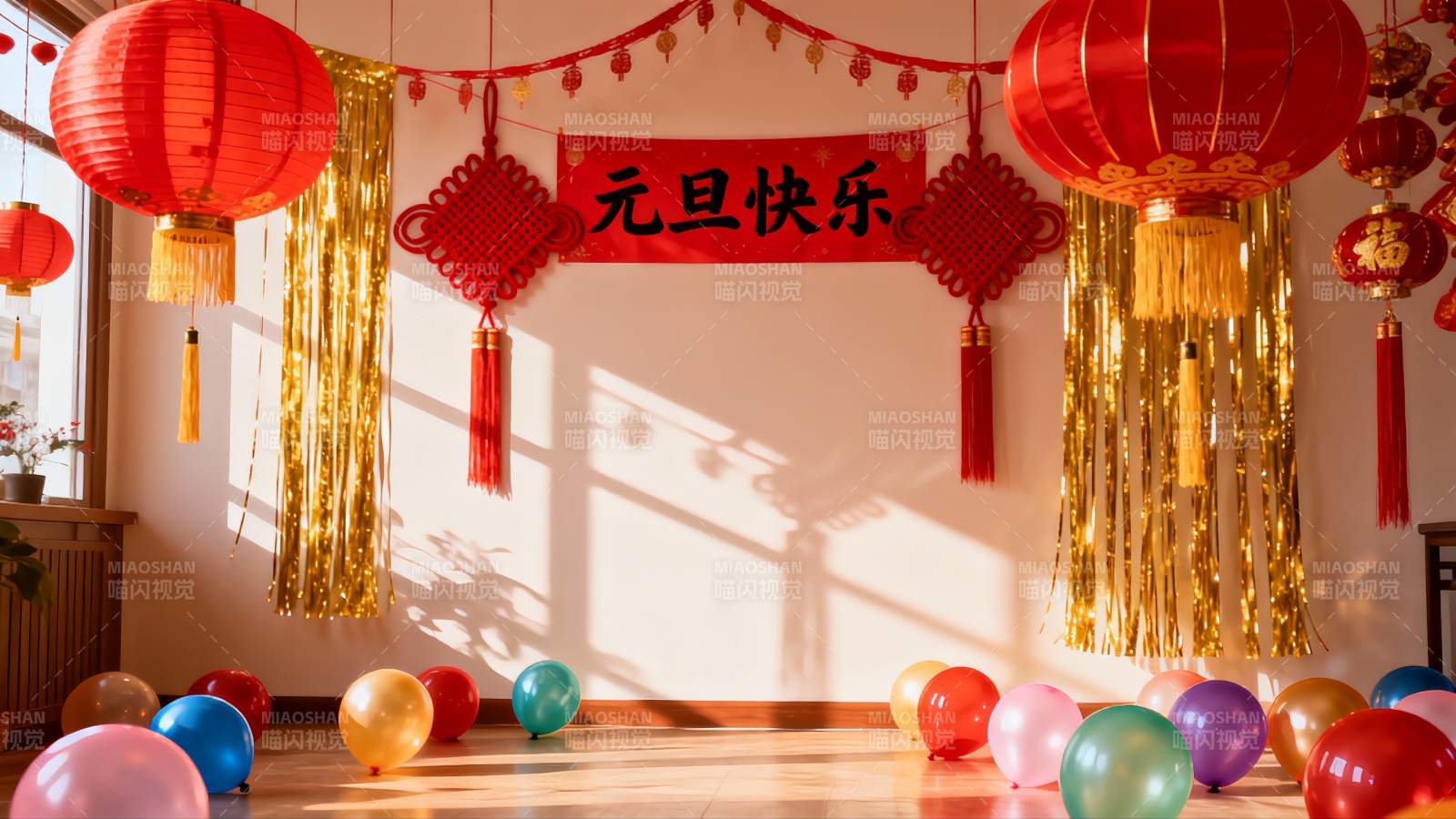 元旦室内装饰场景图片