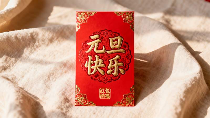 红色红包元旦快乐祝福图片