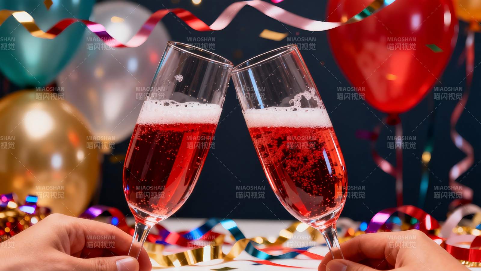 双杯香槟碰杯庆祝图片