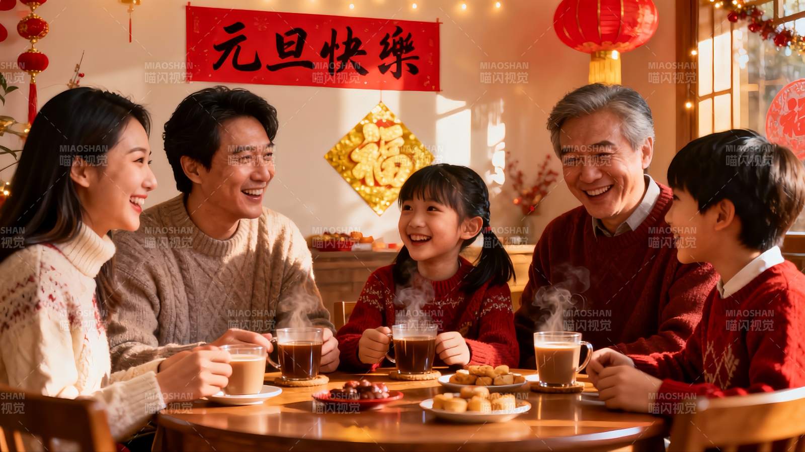 新年家庭聚餐欢庆元旦图片
