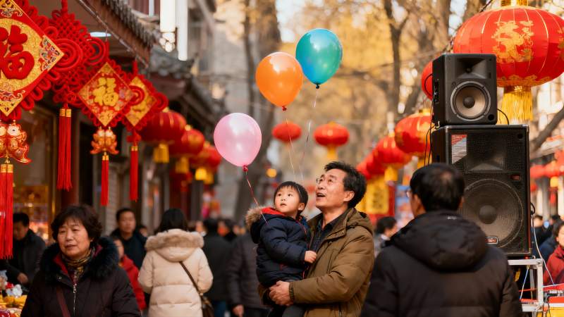 街头新年庆典人群图片