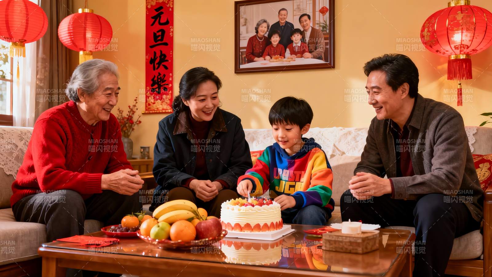 三代同堂庆生温馨家庭聚会图片