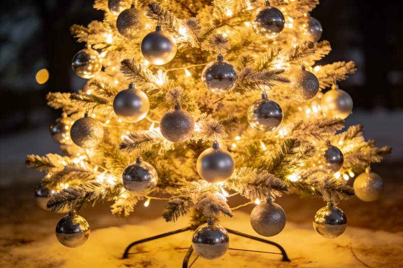 夜色中闪烁的圣诞树图片