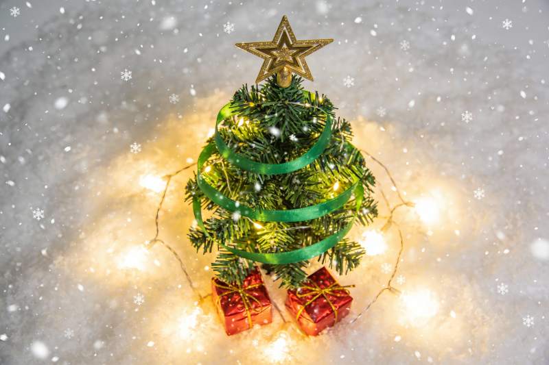 圣诞树雪景装饰图片