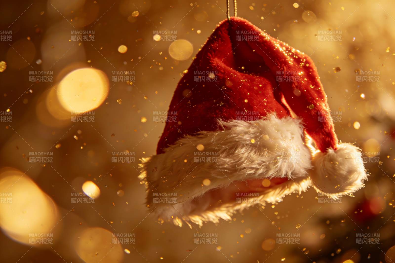 圣诞帽悬挂闪烁背景图片