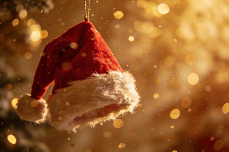 圣诞帽悬挂闪烁背景图片