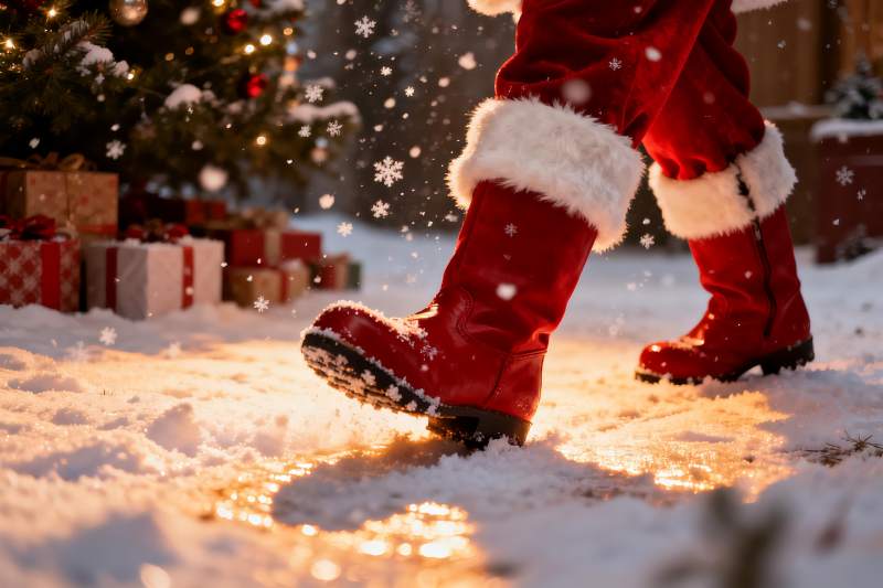 圣诞老人雪地漫步图片