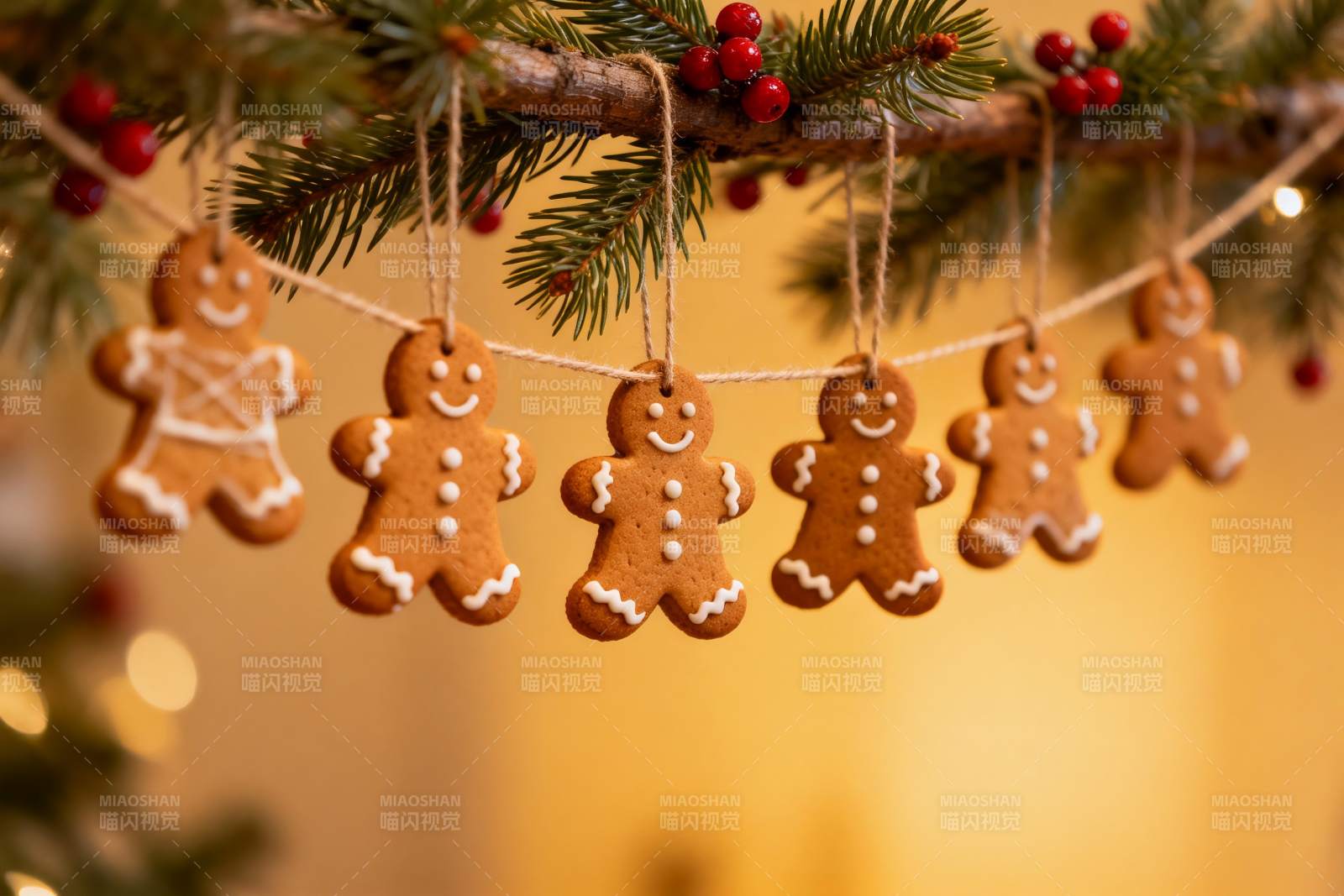 圣诞姜饼人挂饰节日氛围图片