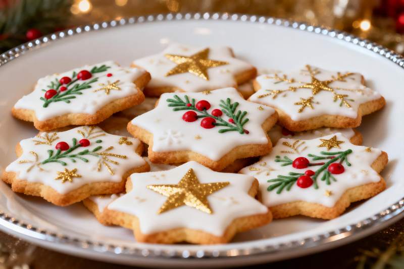 圣诞主题星形饼干摆盘图片