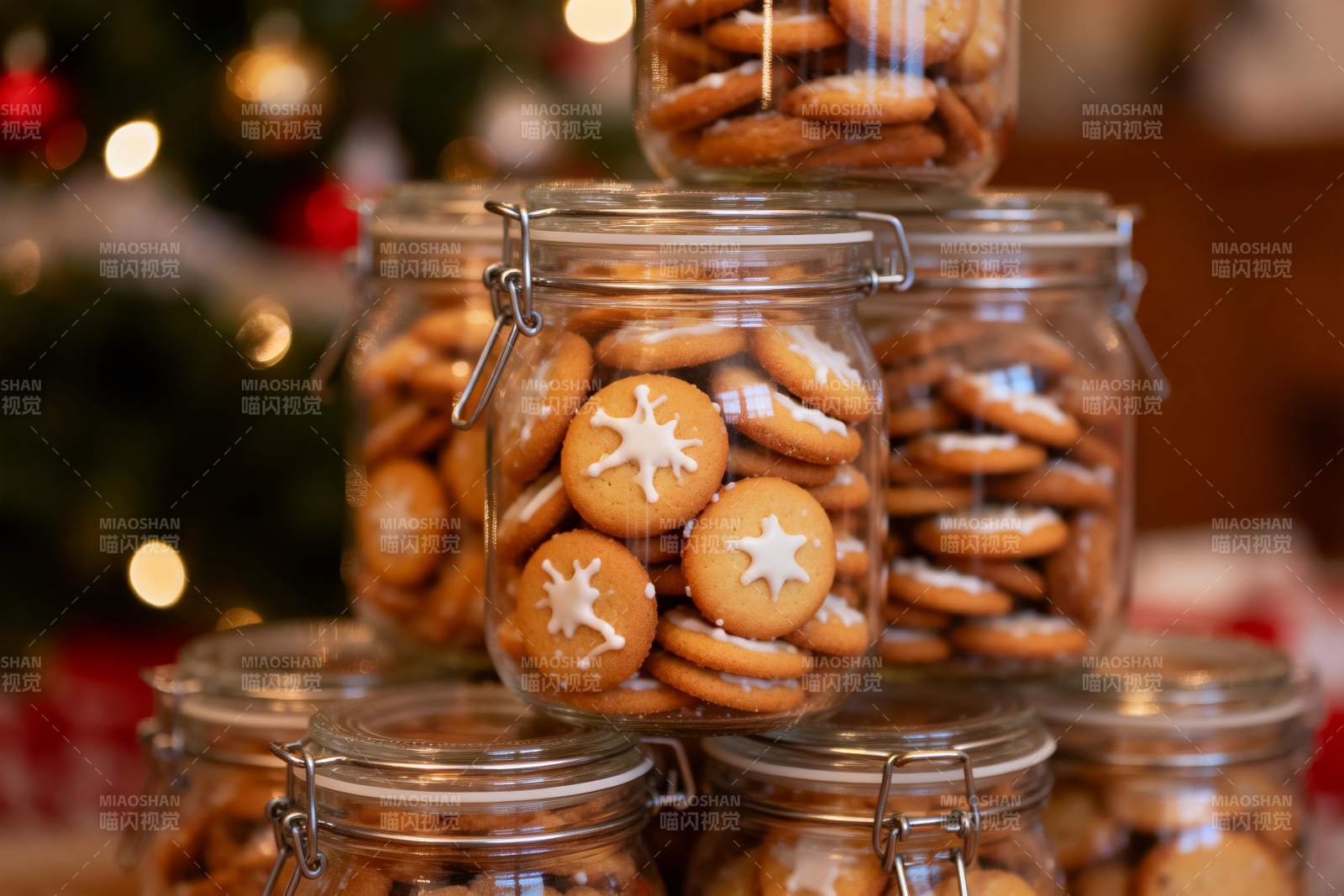 圣诞饼干堆叠展示图片