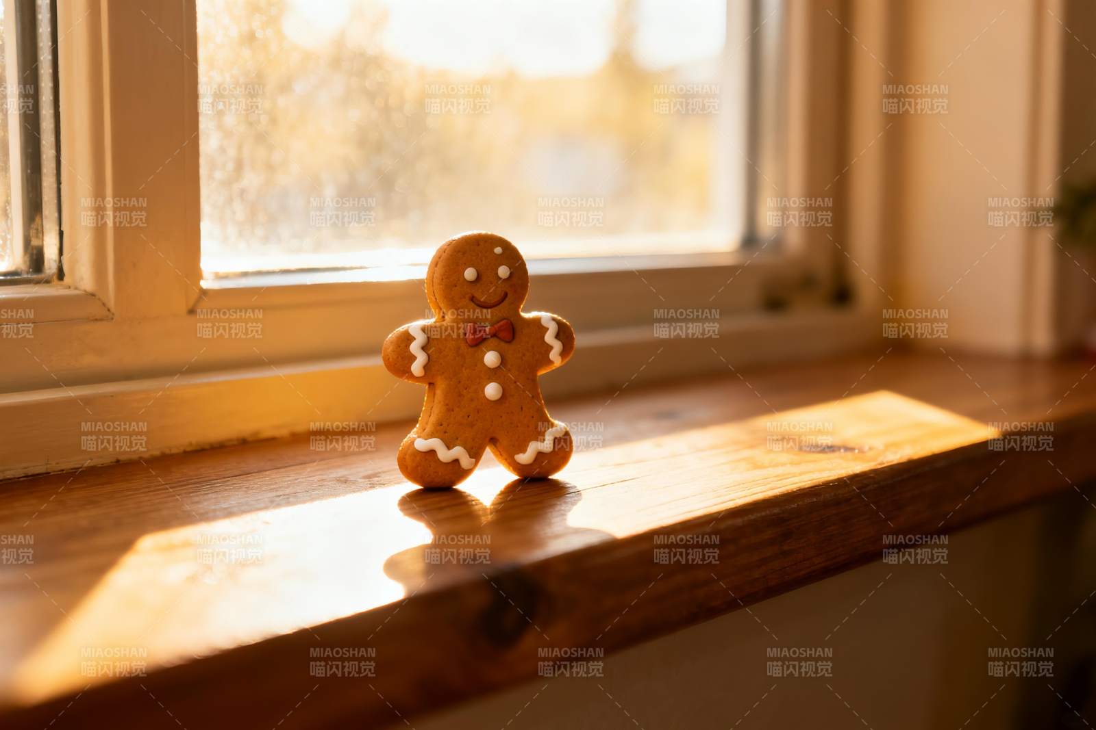 姜饼人窗台阳光照图片