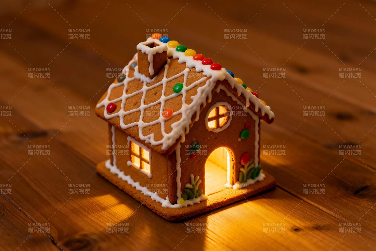 点亮的姜饼小屋温馨可爱图片