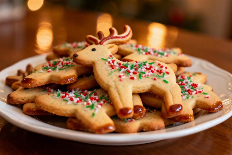 圣诞饼干摆盘诱人美味图片