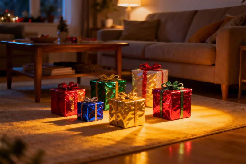 温馨客厅节日礼物摆设图片