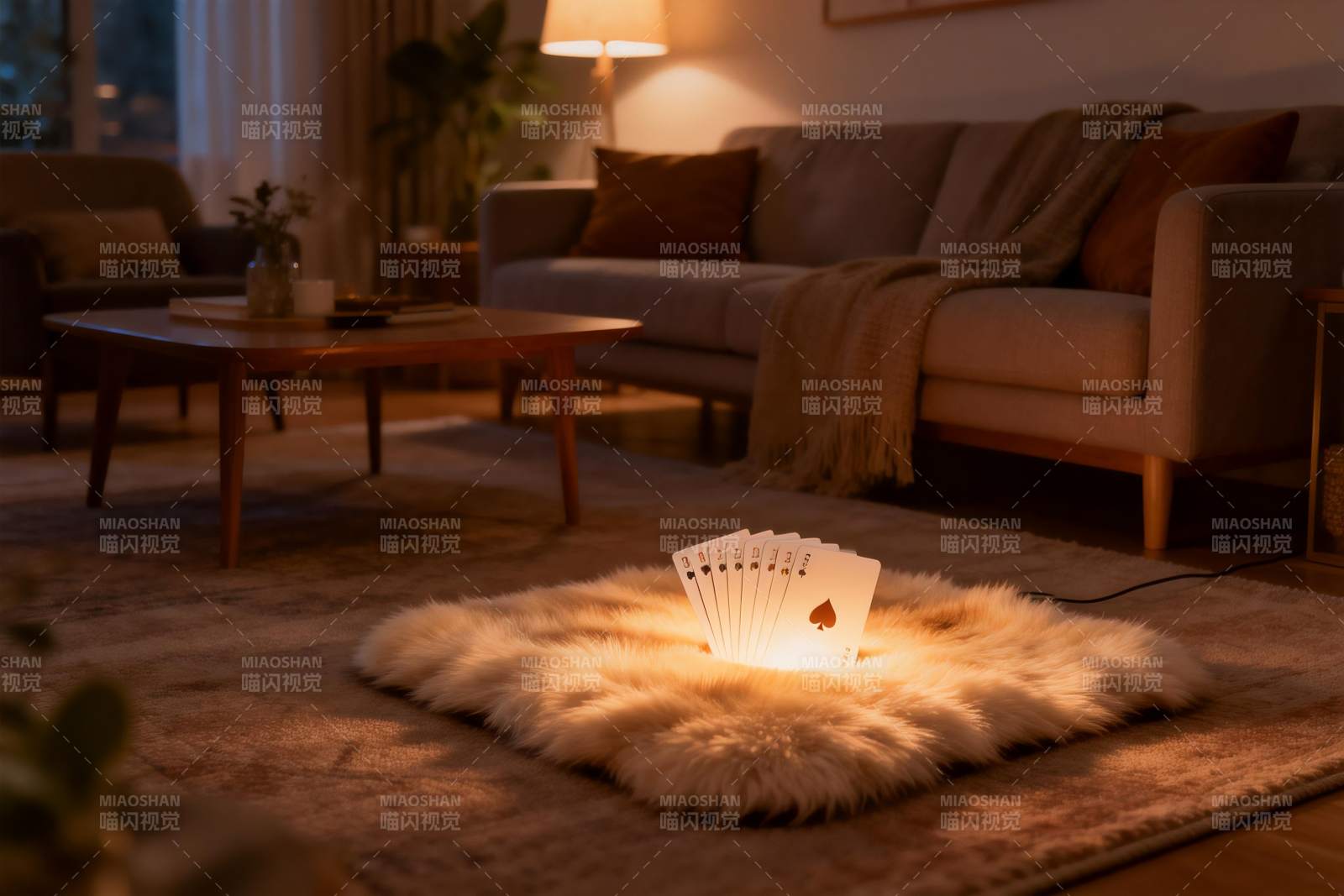 客厅地毯扑克灯创意家居图片