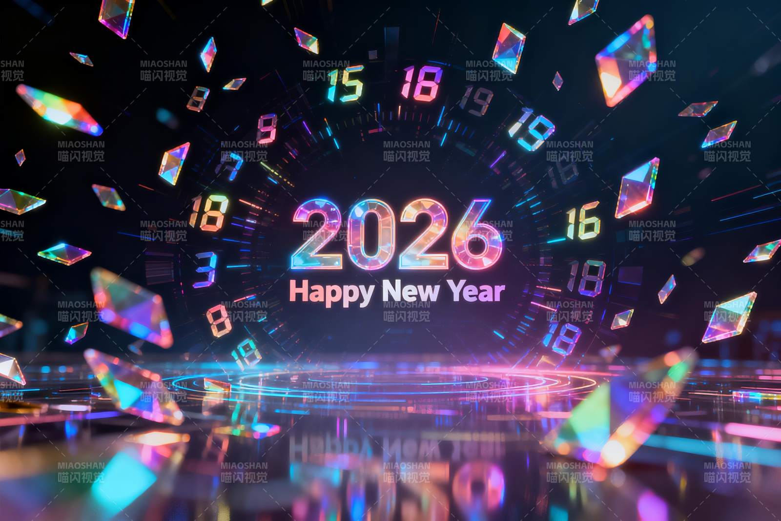 2026新年数字与闪耀钻石图片