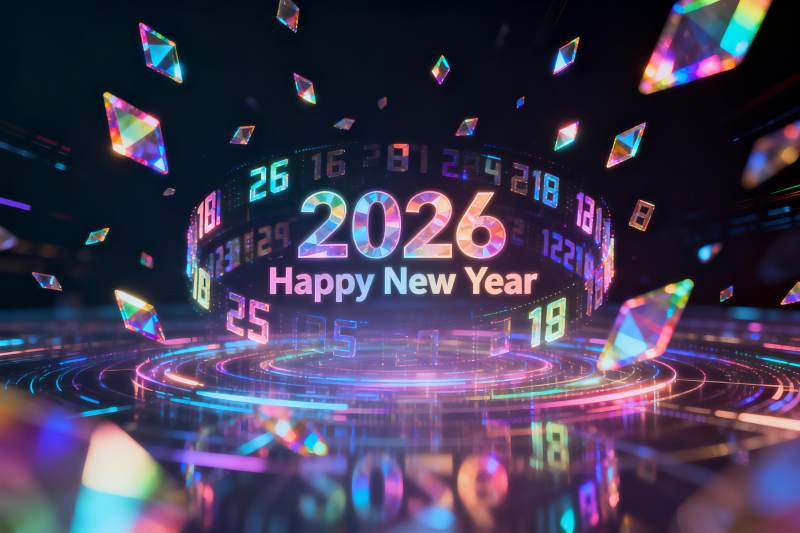 2026新年数字与彩色钻石装饰图片