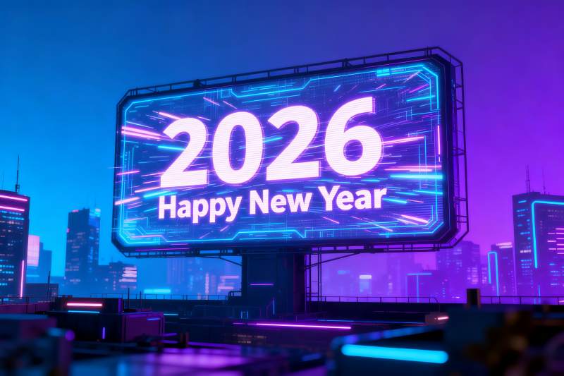 未来城市夜景大屏迎新年图片