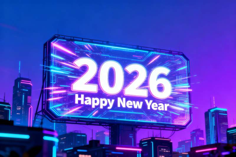 未来城市霓虹灯新年倒计时图片