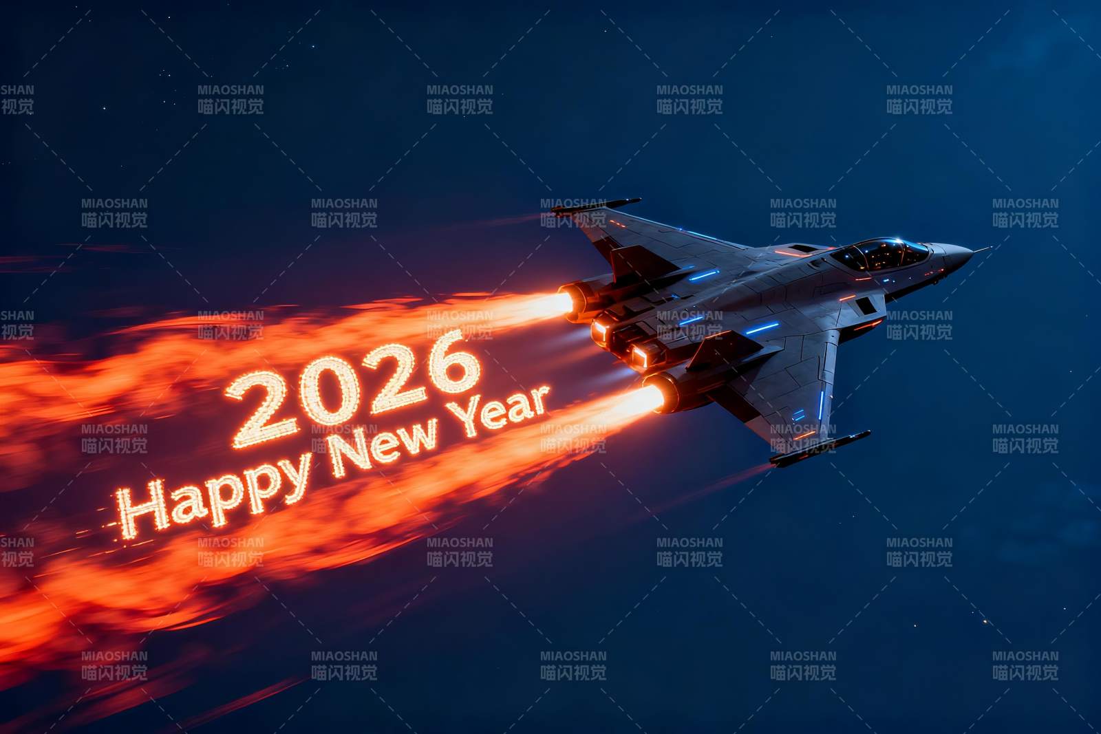 战机夜空飞行庆祝新年图片