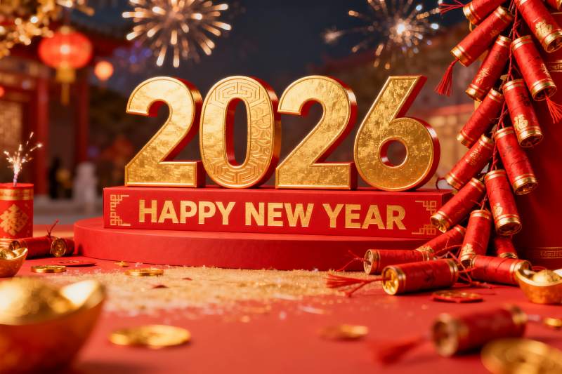 2026新年庆典金色数字与烟花图片