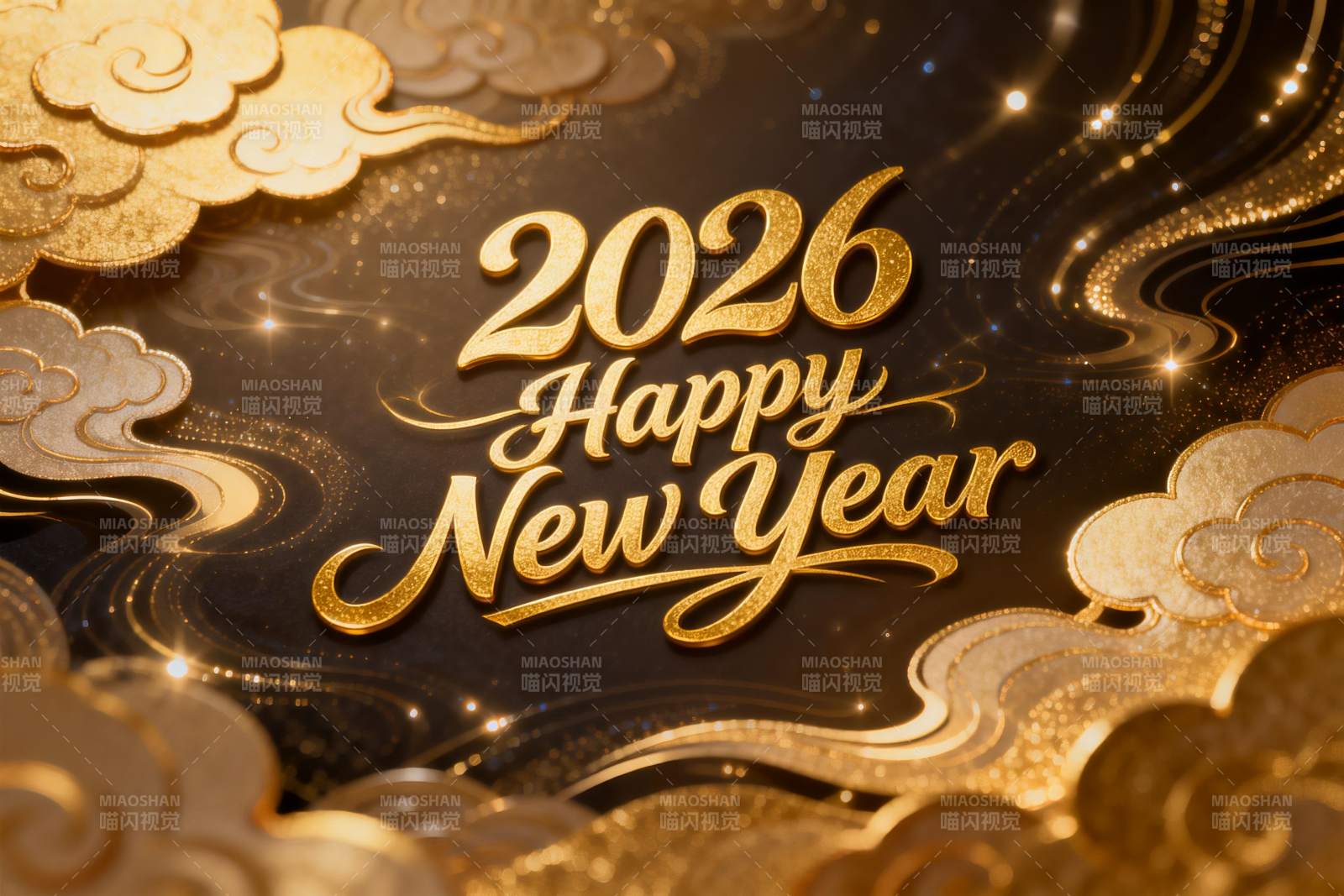 金色新年贺卡设计图片