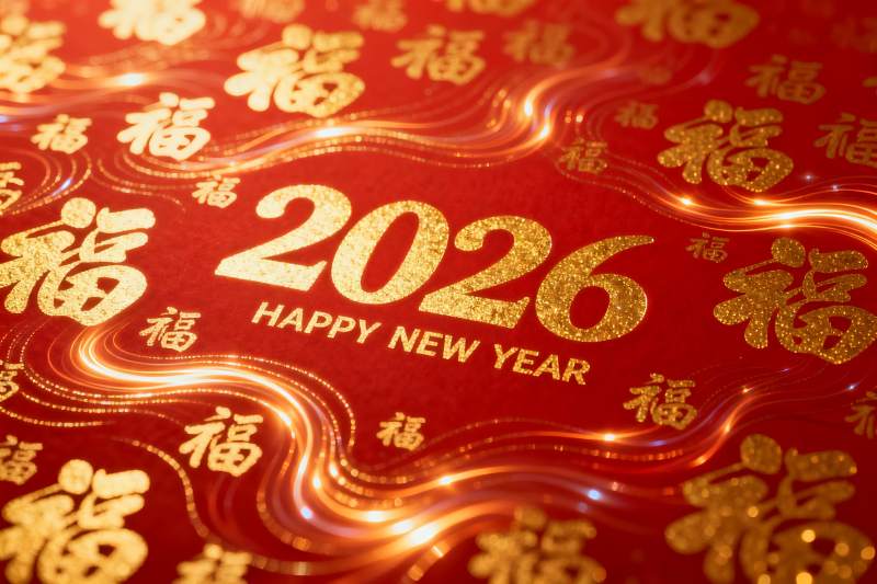 红色背景金色新年祝福图案图片