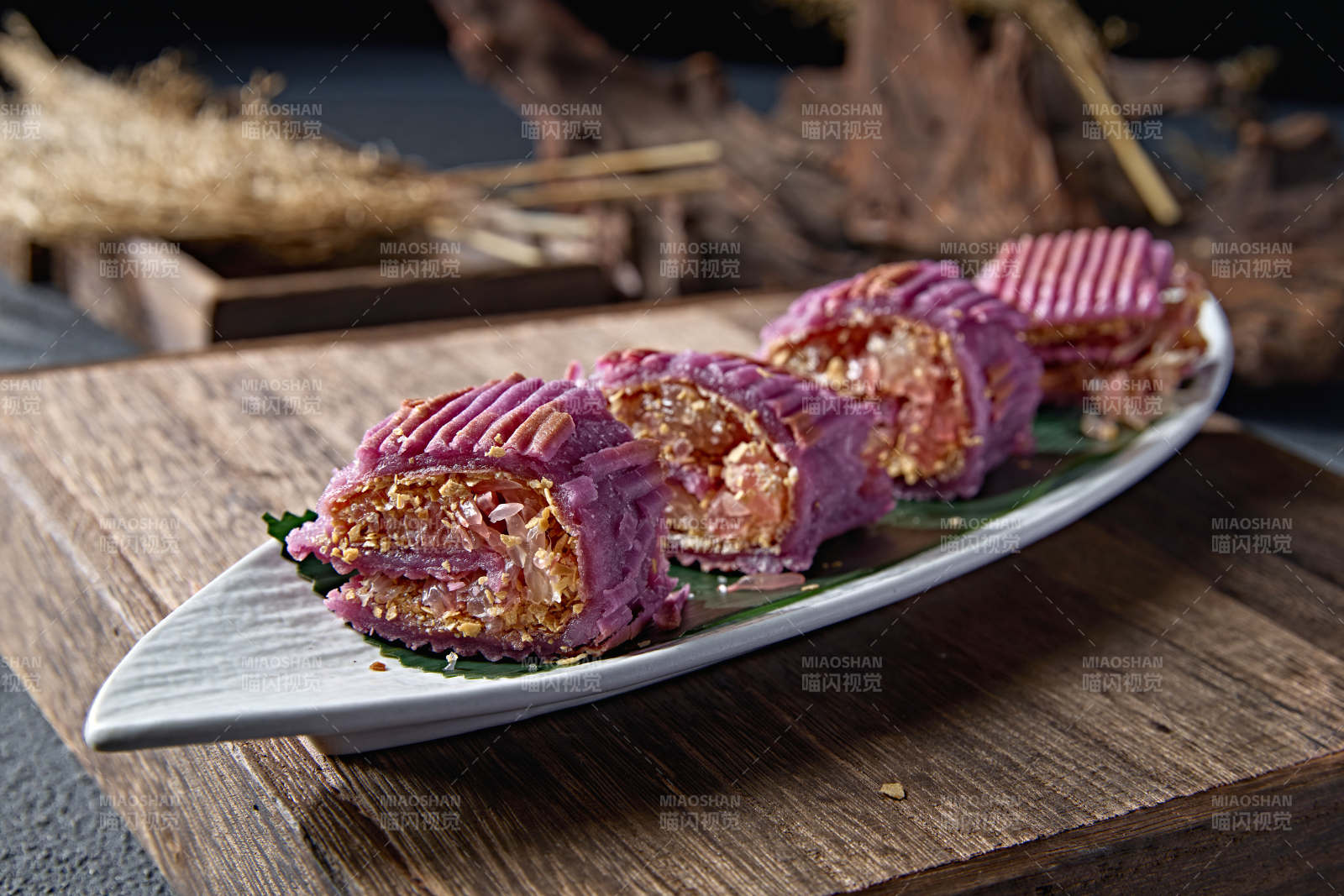 糯米桂花紫薯糕图片