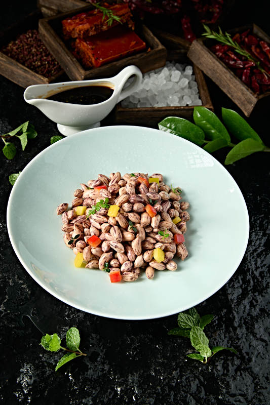 浇汁老醋七彩花生图片