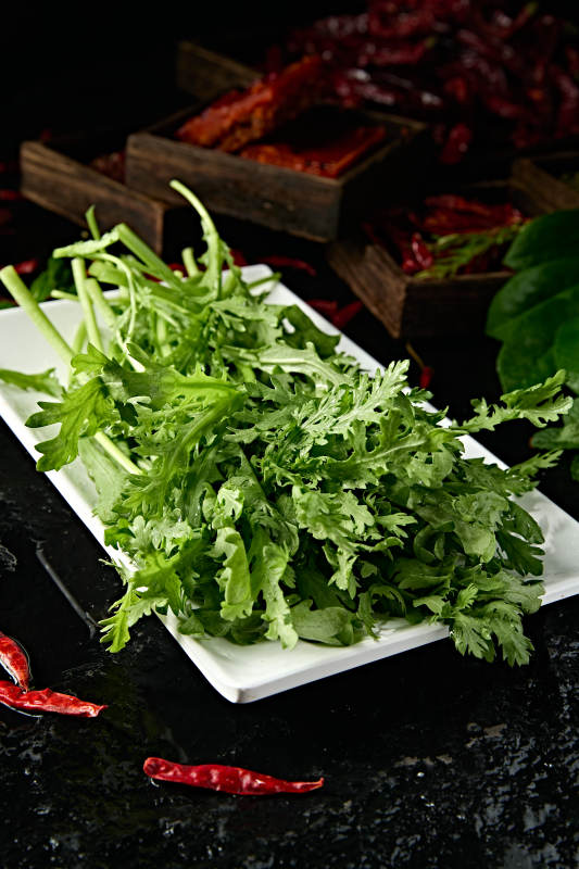 新鲜的火锅食材茼蒿蒿子秆图片