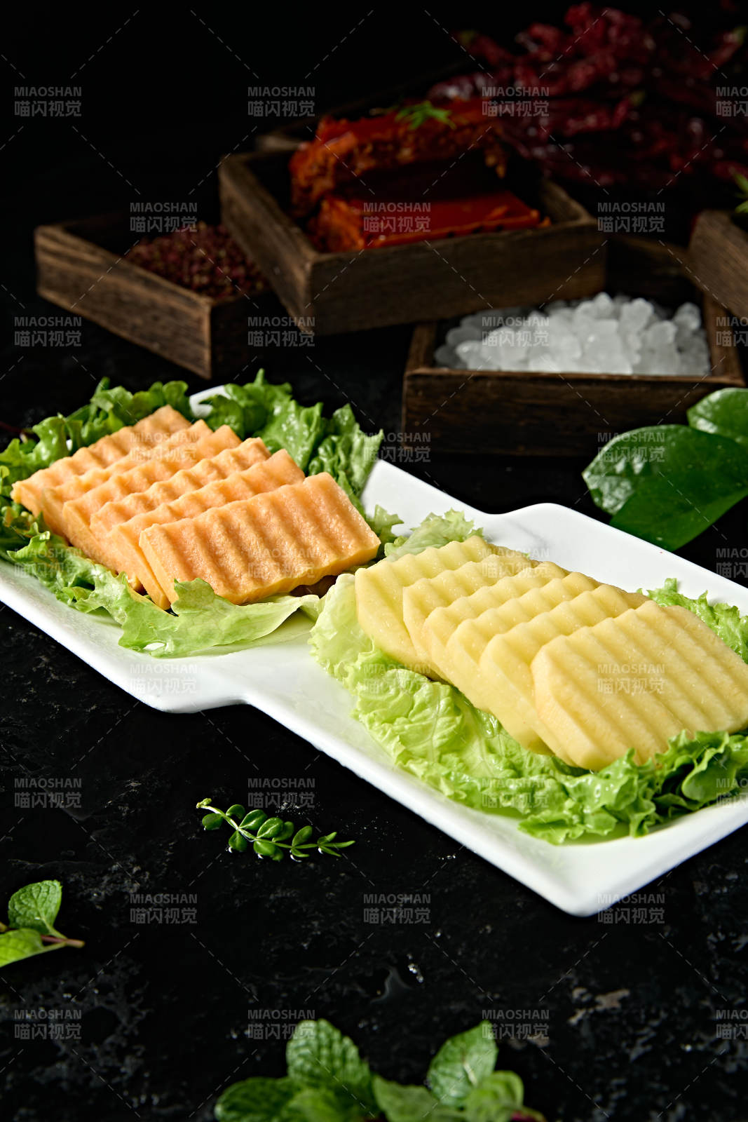 火锅涮品红薯片土豆片双拼图片