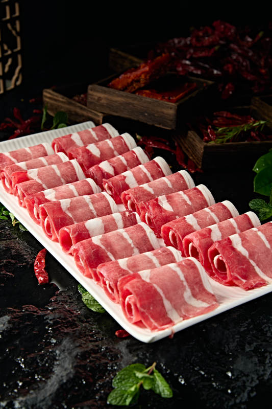 内蒙草原羔羊肉卷切片图片