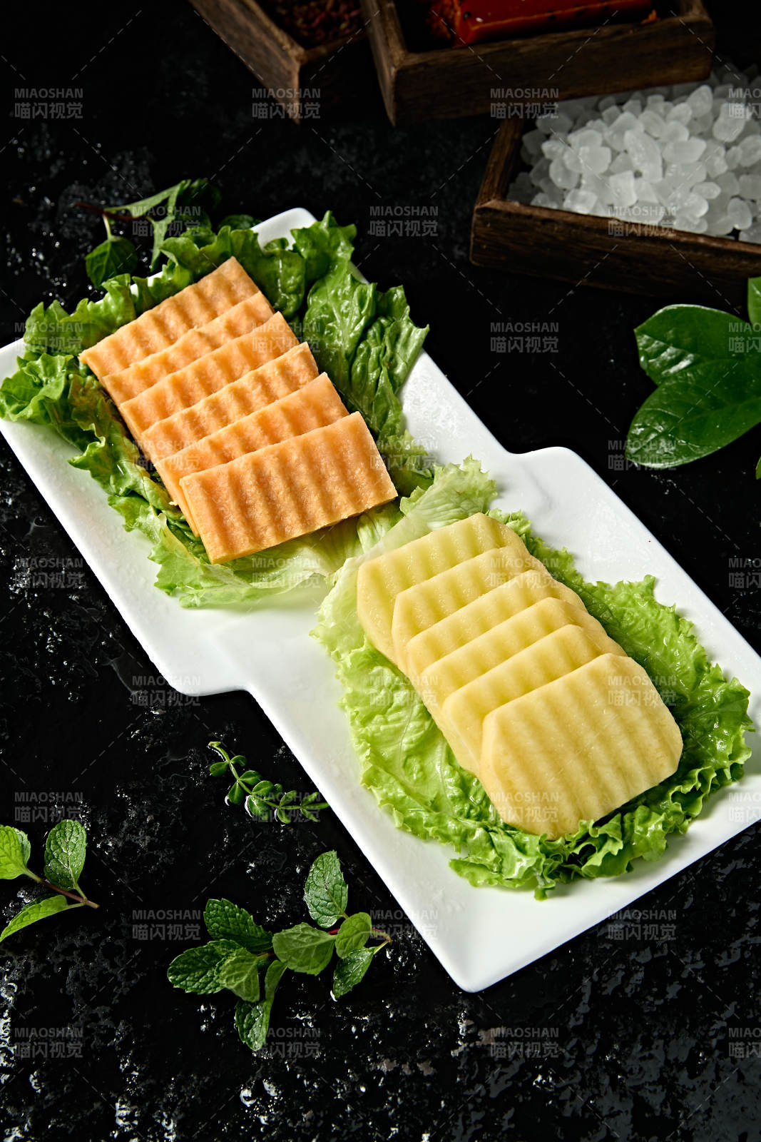 火锅涮品红薯片土豆片双拼图片