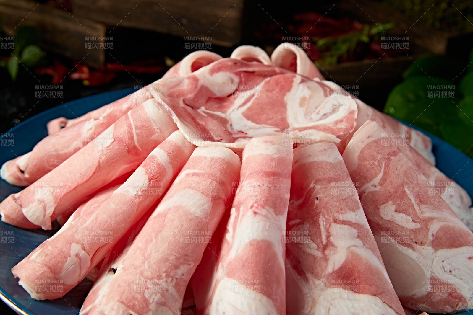 内蒙草原羔羊肉卷切片图片