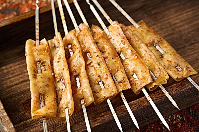 锦州特色烧烤炭烤干豆腐图片