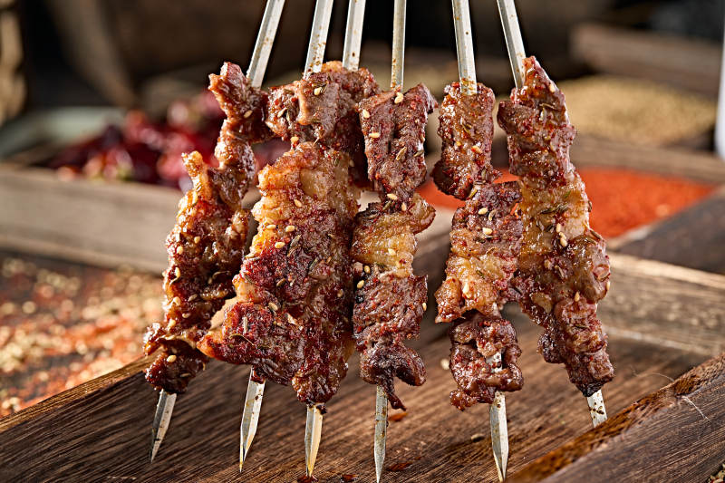 美味烧烤猪五花肉串图片