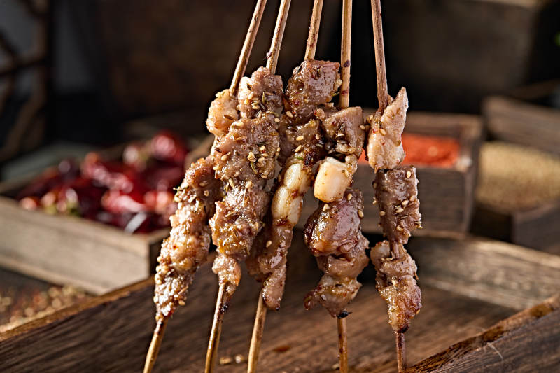 美味烧烤炭烤美味羊肉串图片