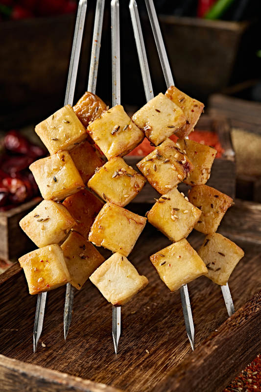 美味烧烤炭烤美味鱼豆腐图片