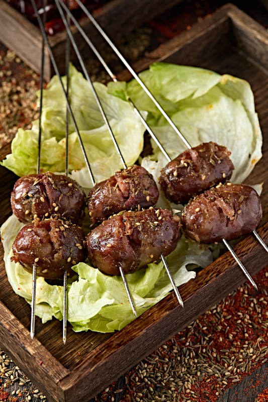 特色美味烧烤炭烤自制QQ肠图片