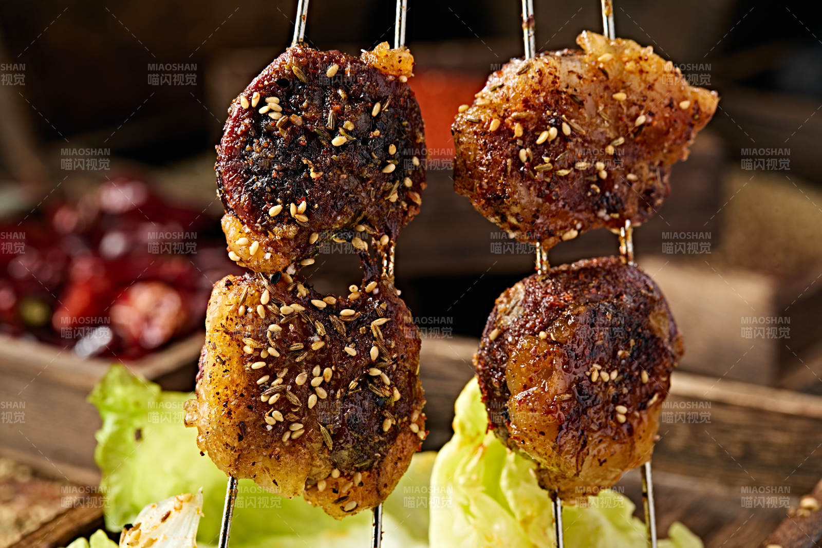 美味烧烤炭火烤羊腰图片