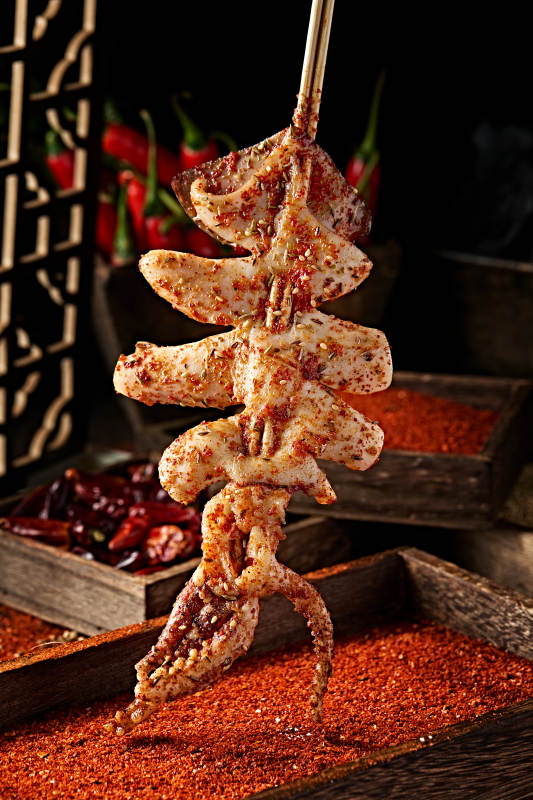 风味铁板香烤大鱿鱼图片