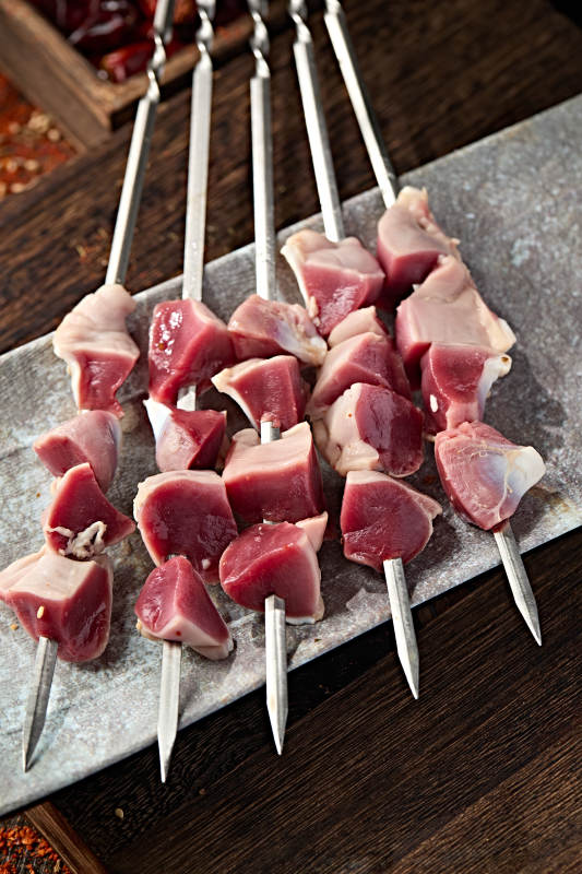 烧烤食材生鲜鸡胗串图片