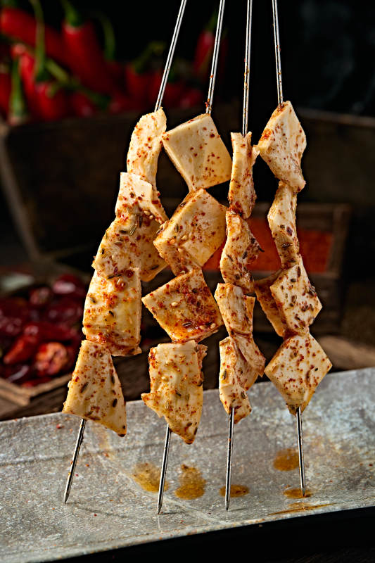 美味烧烤炭烤牛心管黄喉片图片