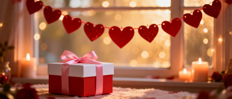 情人节礼物与心形装饰图片