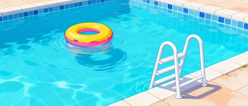泳池中的彩色泳圈图片