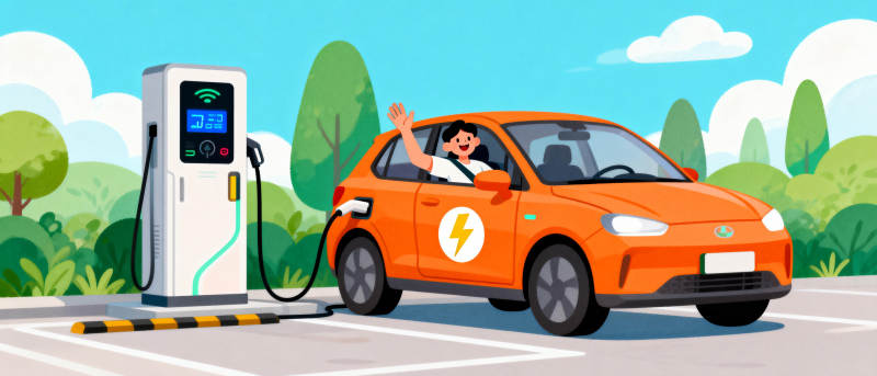 电动汽车充电中图片