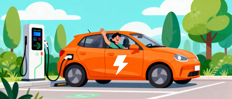 电动汽车充电中图片