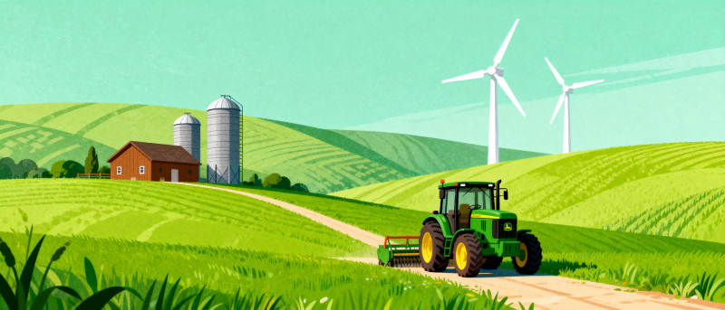 田园风光与风车图片