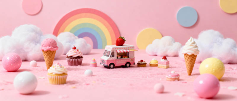 彩虹甜品车图片