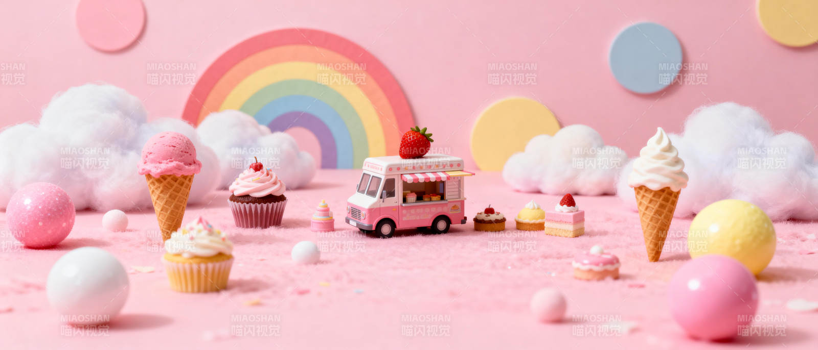 彩虹甜品车图片